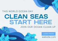 Ocean Day Clean Up Drive Postcard Design