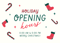 Quirky Holiday Opening Postcard Design