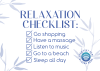 Nature Relaxation List Postcard Design