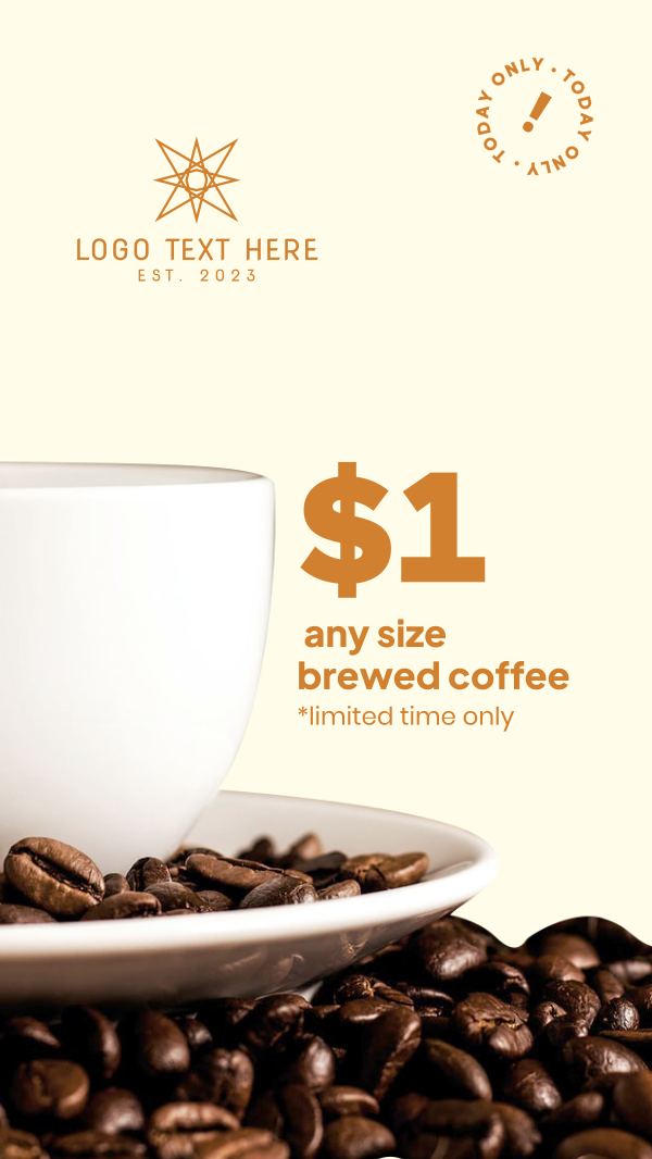 $1 Brewed Coffee Cup Facebook Story Design Image Preview