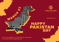 Map of Pakistan Postcard Design