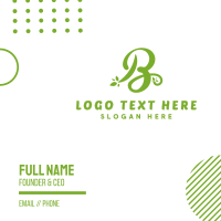 Cursive Green B Business Card Design