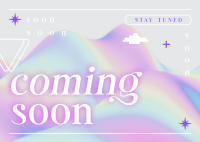 Holographic Coming Soon Postcard Design