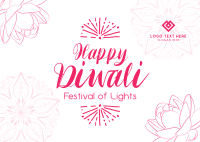 Lotus Diwali Greeting Postcard Design