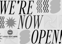 Abstract Lines Now Open Postcard Design