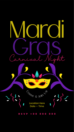 Mardi Gras Carnival Night Facebook story Image Preview