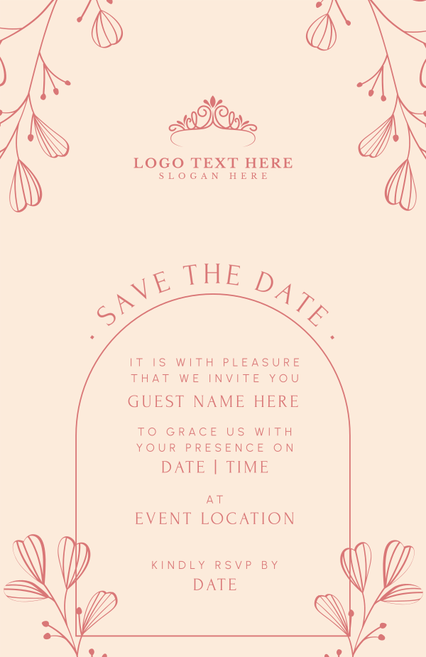 Blossom Border Wedding Invitation Design Image Preview