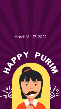 Girl Attending Purim Facebook Story Design