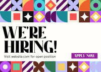 Abstract Pattern We're Hiring Postcard Design