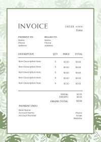 Monstera Leaves Invoice Image Preview