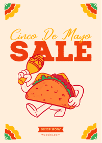 Happy Taco Mascot Sale Flyer Design