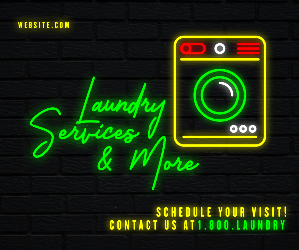 Neon Laundry Shop Facebook Post Design Image Preview