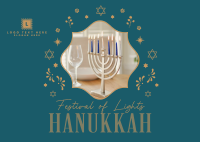 Celebrate Hanukkah Family Postcard Image Preview