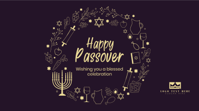 Happy Passover Wreath Zoom Background Image Preview