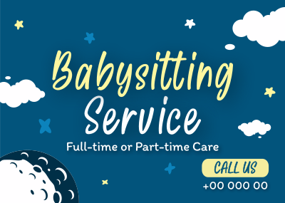 Cute Babysitting Services Postcard Image Preview