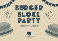 Burger Block Party Postcard Design