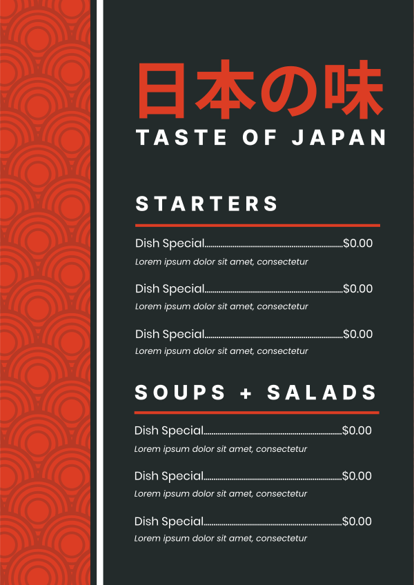 Taste of Japan Menu Design Image Preview