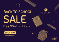 Back to School Sale Postcard Image Preview