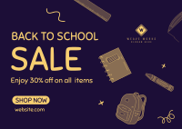 Back to School Sale Postcard Image Preview