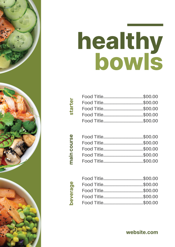 Healthy Bowls Menu Design Image Preview