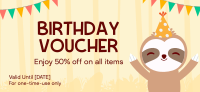 Birthday Sloth Gift Certificate Image Preview
