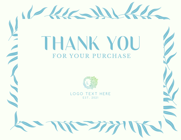 Wispy Leaves Thank You Card Design Image Preview