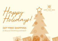 Christmas Free Shipping Postcard Design