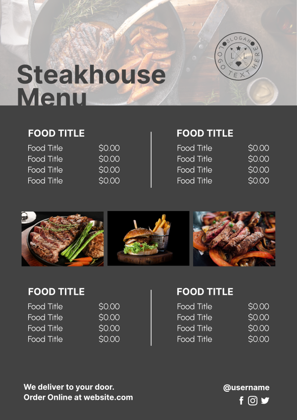 American Steakhouse Menu Design Image Preview