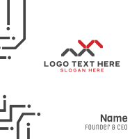 Tech Letter X Code Business Card Design