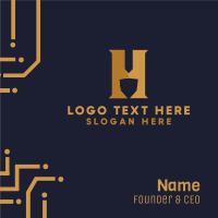 Golden Letter H Business Card Design