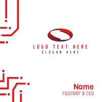 Red Abstract Ellipse Business Card Design