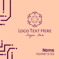 Purple Flower Hexagon Business Card Design