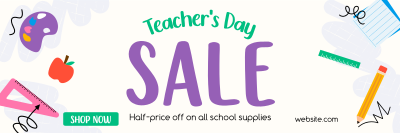 Supplies Sale for Teachers Twitter header (cover) Image Preview