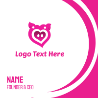 Pink Pig Love Heart Business Card Design
