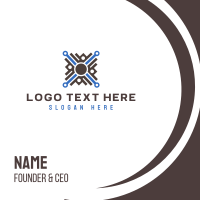 Tech Circuit Letter X Business Card Design
