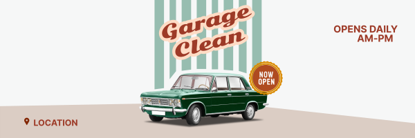 Garage Clean Twitter Header Design Image Preview