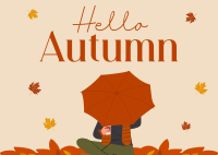 Hello Autumn Greetings Postcard Image Preview