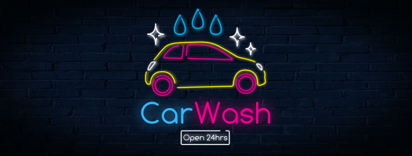 Neon sign Car wash Facebook Cover Design Image Preview