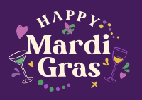 Mardi Gras Toast Postcard Image Preview
