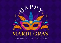 Mardi Gras Party Postcard Design