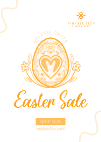 Floral Egg with Easter Bunny and Shapes Sale Poster Image Preview