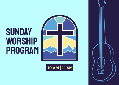 Sunday Worship Program Postcard Image Preview
