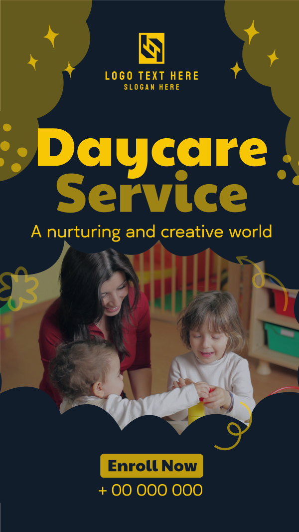 Cloudy Daycare Service Instagram Story Design Image Preview