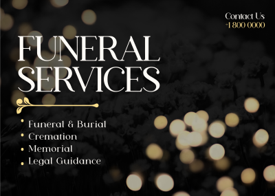 Elegant Funeral Postcard Image Preview