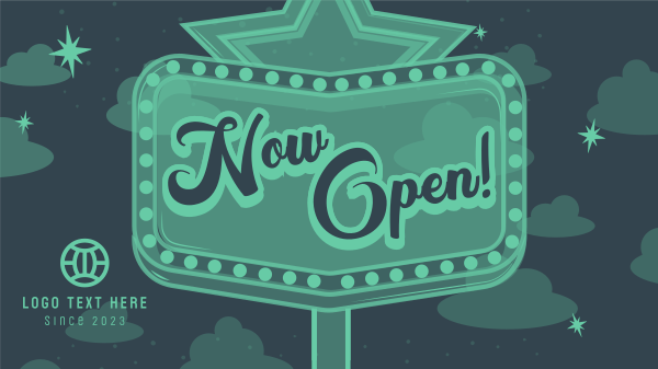 Retro Opening Announcement Facebook Event Cover Design