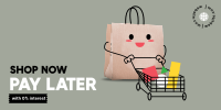 Cute Shopping Bag Twitter Post Design