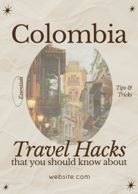 Modern Nostalgia Colombia Travel Hacks Flyer Design