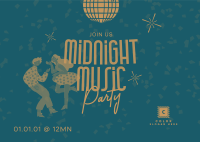 Midnight Music Party Postcard Design