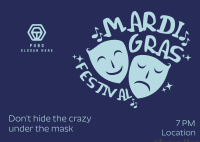 Mardi Gras Two Mask Postcard Image Preview