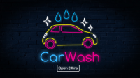 Neon sign Car wash Facebook Event Cover Design